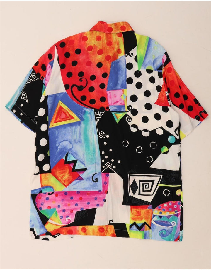 Cămașă supradimensionată pentru femei VINTAGE Marea Britanie 10/12, mică, multicoloră, geometrică