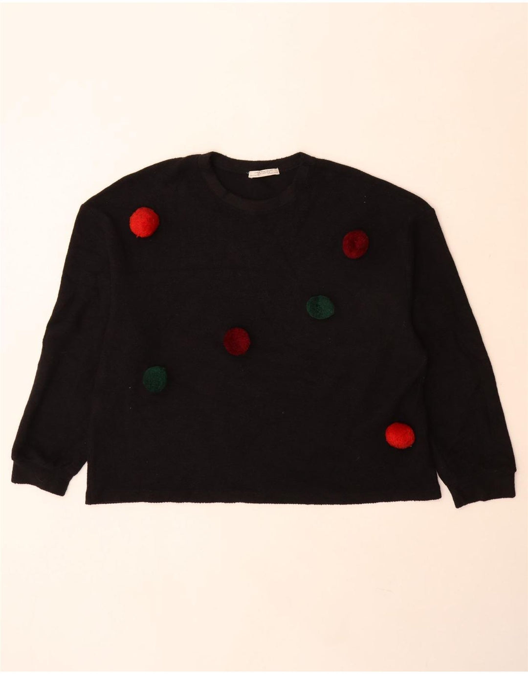 Pulover supradimensionat pentru femei Zara UK 10 mic, negru, buline