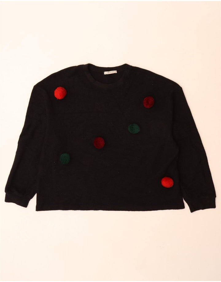 Pulover supradimensionat pentru femei Zara UK 10 mic, negru, buline