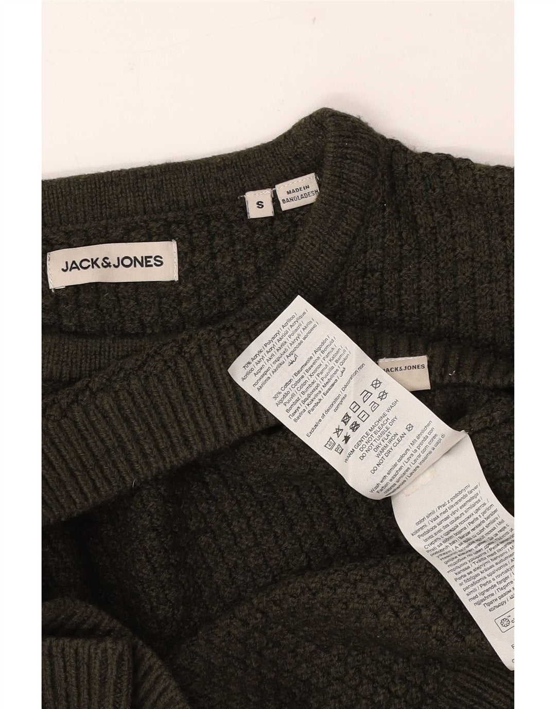 Pulover Jack & Jones pentru bărbați cu decolteu rotund, mic acrilic kaki