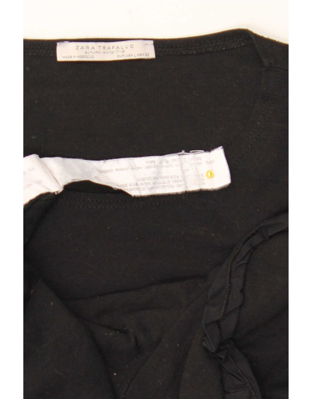 Top femeie Zara cu mâneci 3/4 UK 16 mare, negru, bumbac