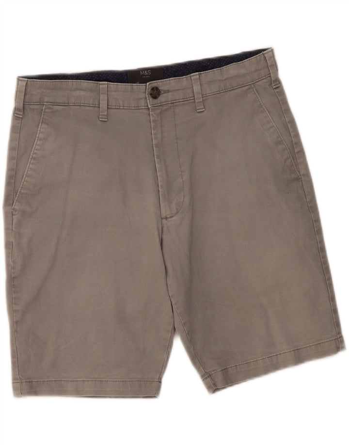 MARKS & SPENCER Pantaloni scurți chino pentru bărbați W32 bumbac gri mediu