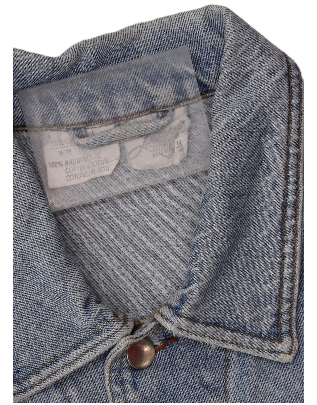 Jachetă de denim grafică pentru bărbați VINTAGE UK 36/38 Bumbac albastru mic