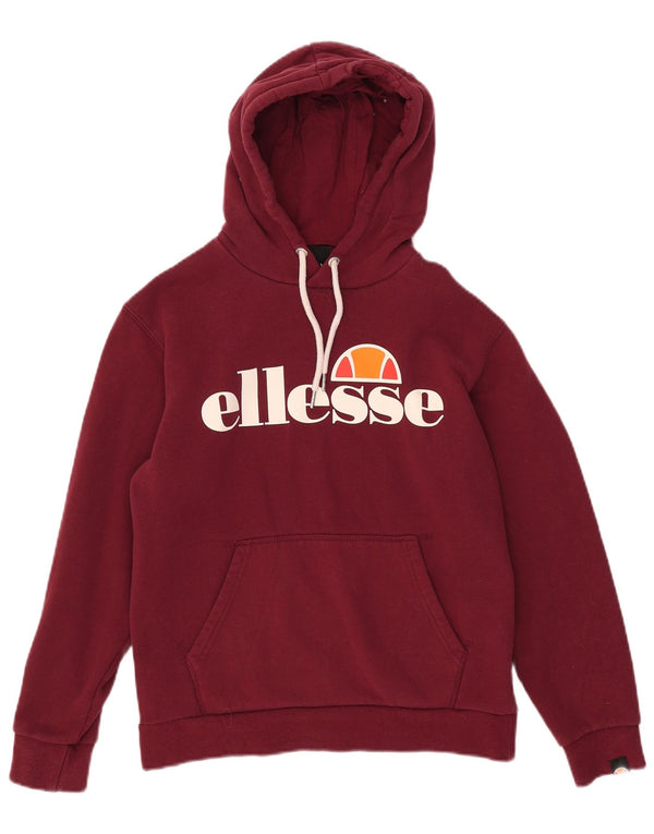 Pulover cu glugă cu grafic pentru femei Ellesse UK 10 mic bumbac burgundă