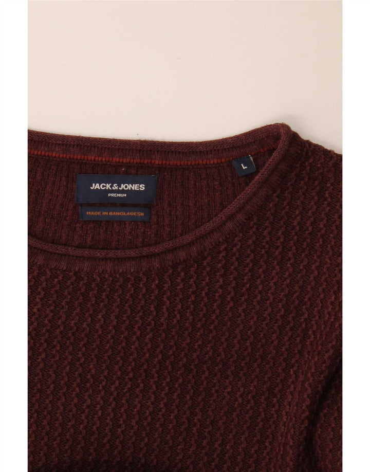 Pulover Jack & Jones pentru bărbați, cu gât roșu, mare, burgundă