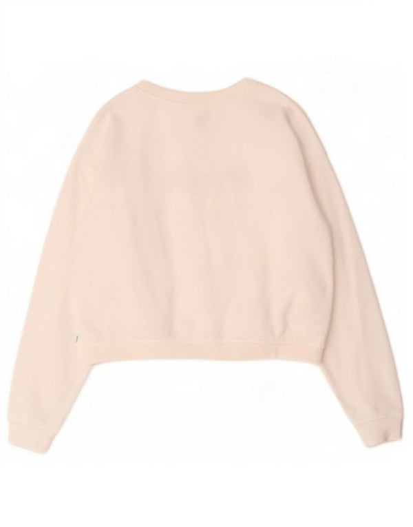 Pulover de hanorac oversize crop grafic Roxy pentru femei UK 10 Small White