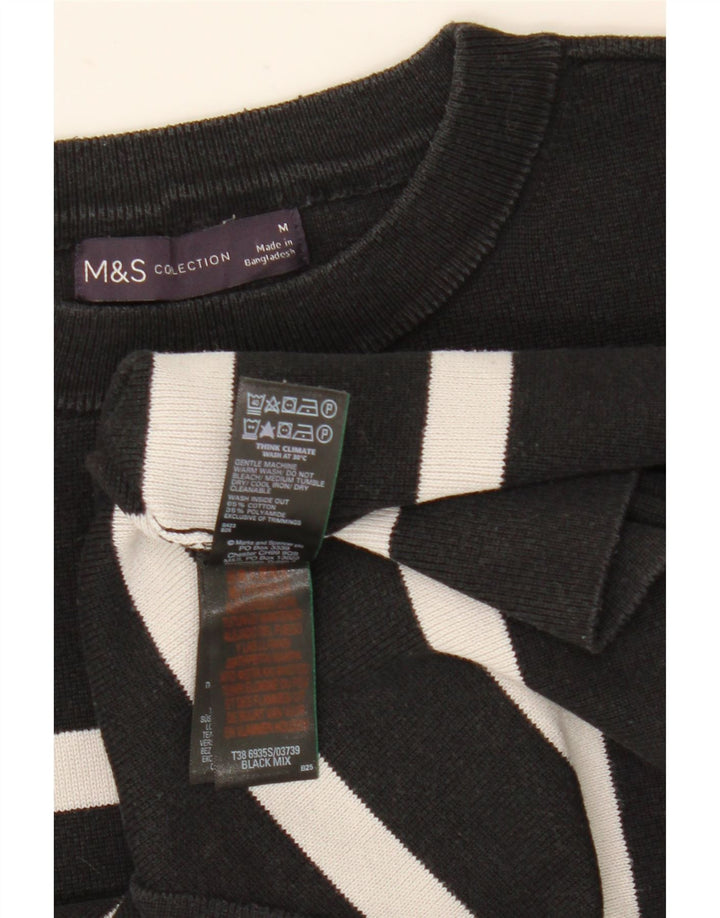 Pulover pentru femei Marks & Spencer cu decolteu triplu UK 12 mediu cu dungi negre
