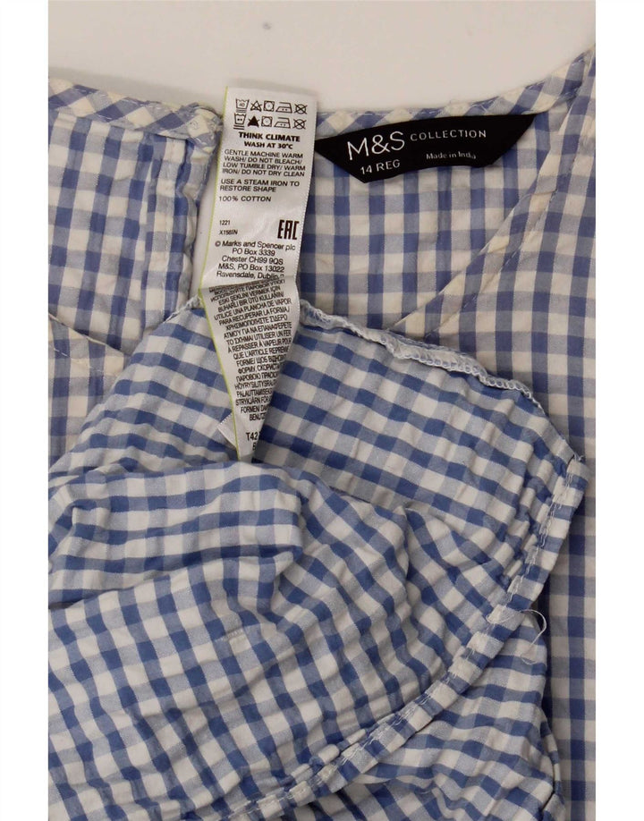 Rochie Maxi pentru femei Marks & Spencer UK 14 Medium Blue Gingham Bumbac