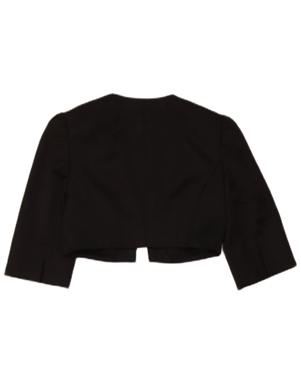 Jachetă Bolero pentru femei Coastă cu mâneci 3/4 UK 8, poliester negru mic