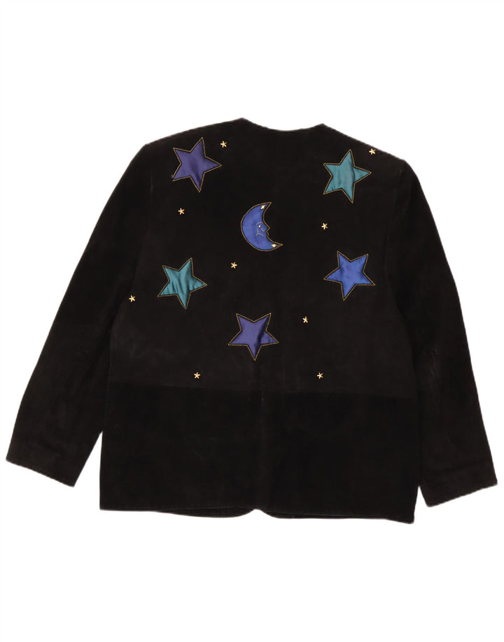 DINO' Z Jachetă cu 4 nasturi din piele intoarsa pentru femei UK 14 Medium Negru
