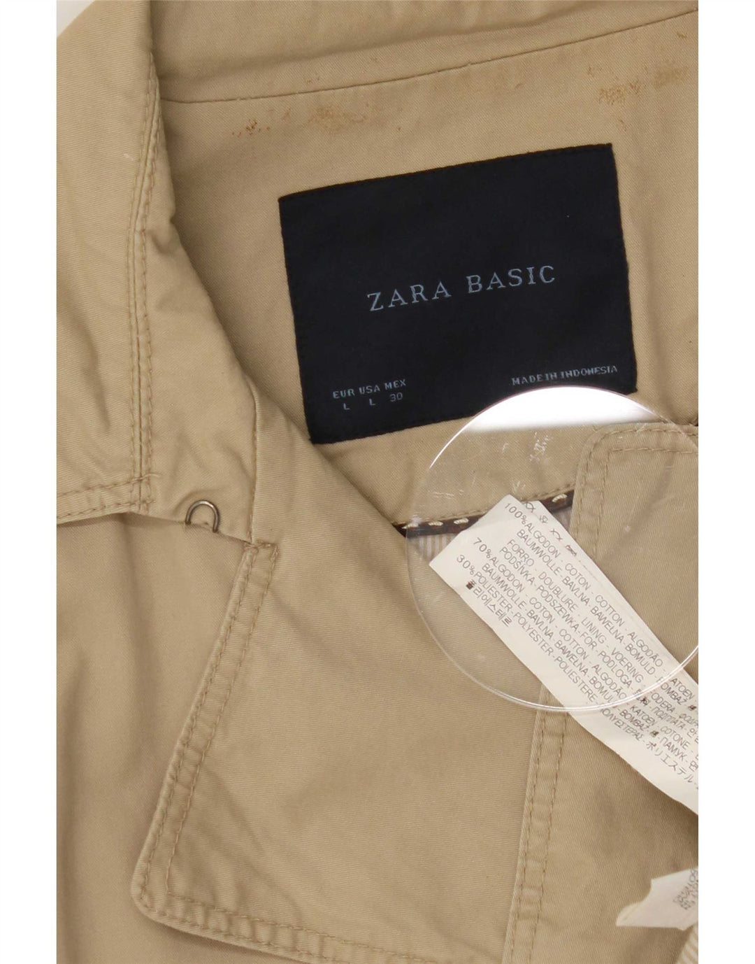Trench pentru femei Zara UK 16 mare, bej, bumbac