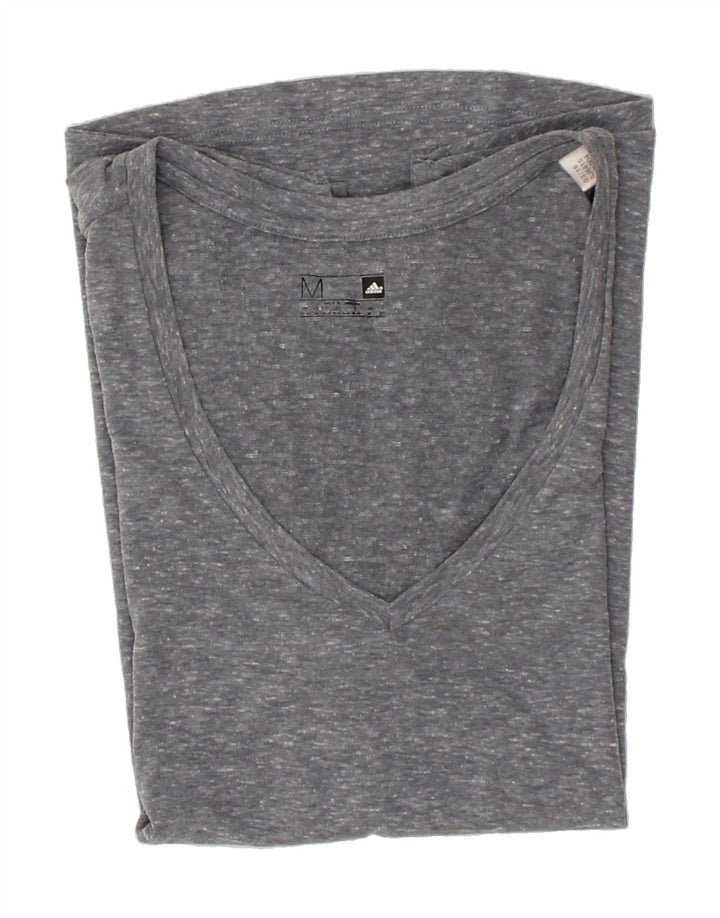 ADIDAS Womens T-Shirt Top UK 12/14 Medium Grey Flecked Vintage Adidas and Second-Hand Adidas from Messina Hembry 