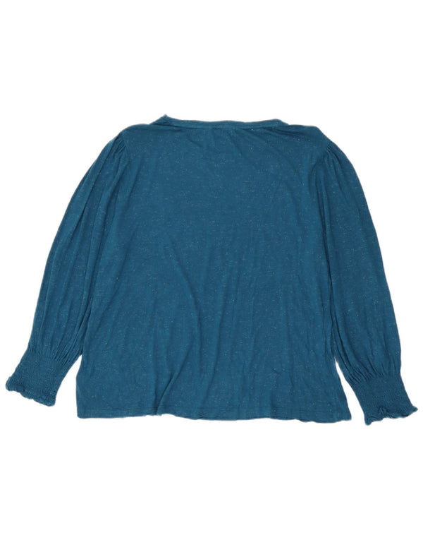 Fat Face Top pentru femei cu mânecă lungă UK 20 2XL Blue Flecked Viscose