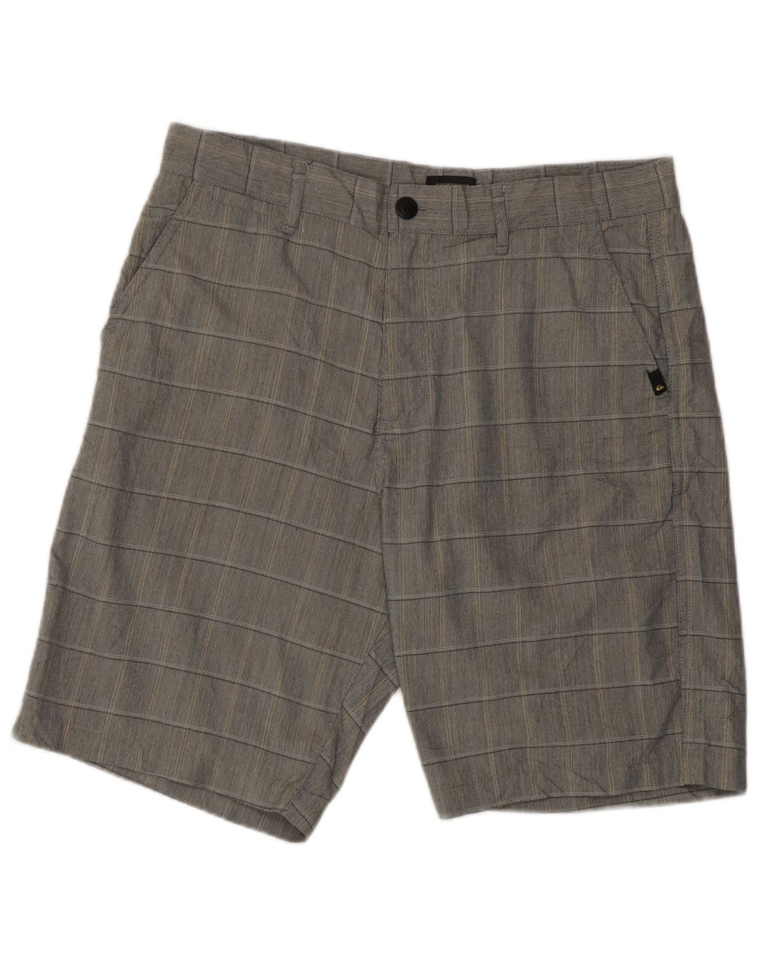 Pantaloni scurți chino Quiksilver pentru bărbați, cu tăiere obișnuită, W32, poliester cu carouri, gri mediu