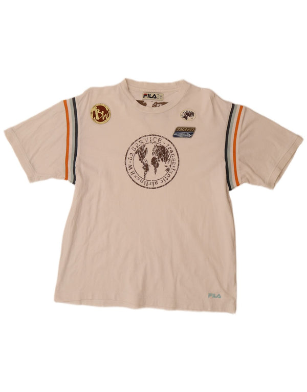 Tricou grafic pentru bărbați FILA Top mare din bumbac alb