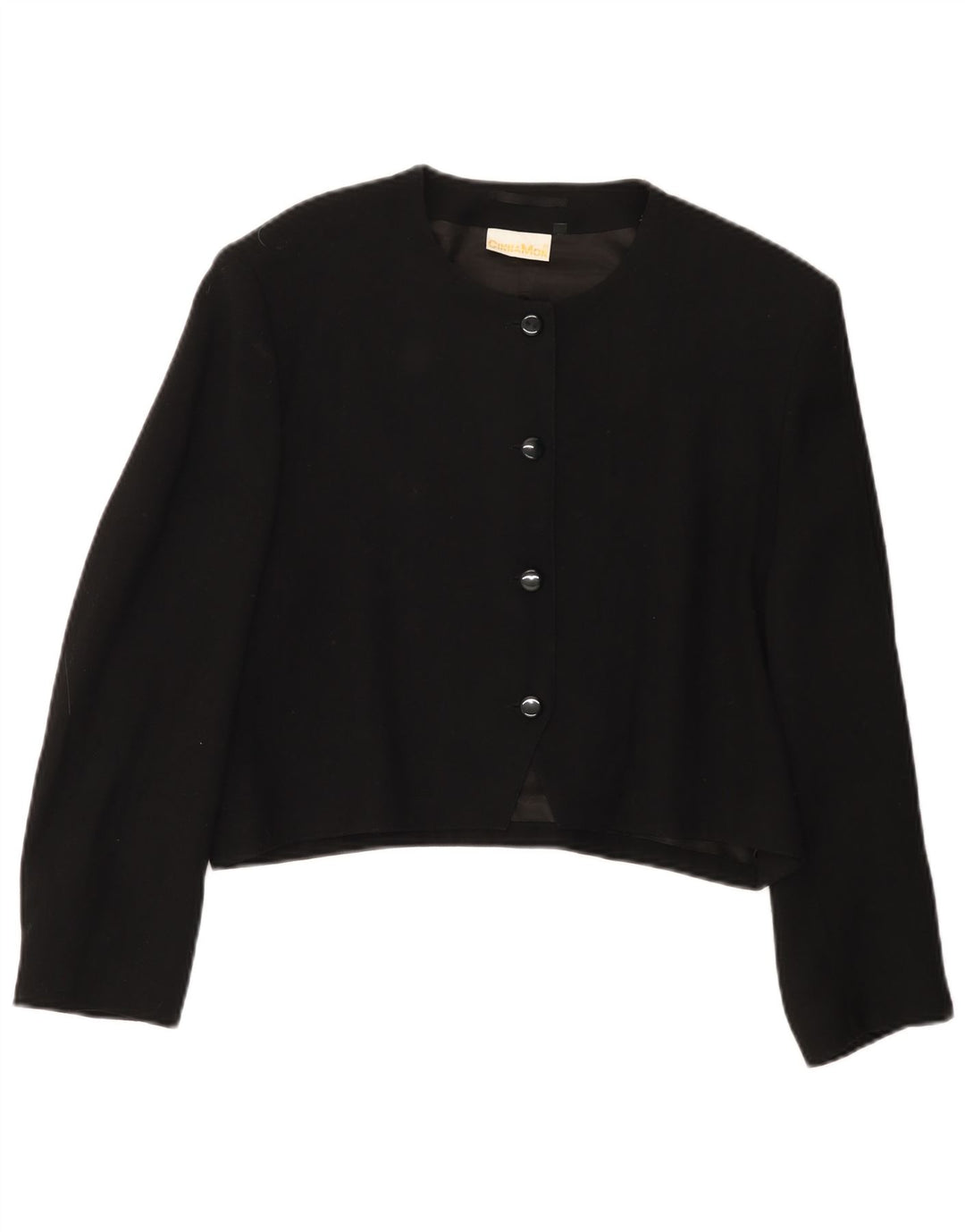 Cinnamon Jachetă pentru femei crop cu 4 nasturi și mâneci 3/4 EU 38 Negru mediu