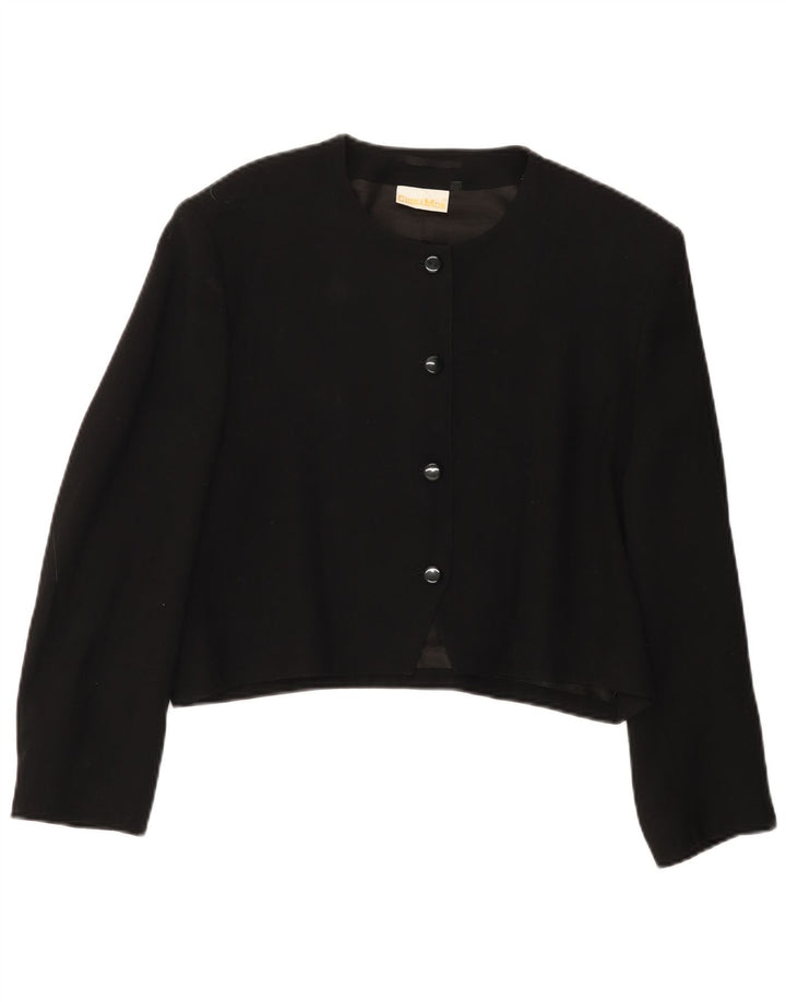 Cinnamon Jachetă pentru femei crop cu 4 nasturi și mâneci 3/4 EU 38 Negru mediu