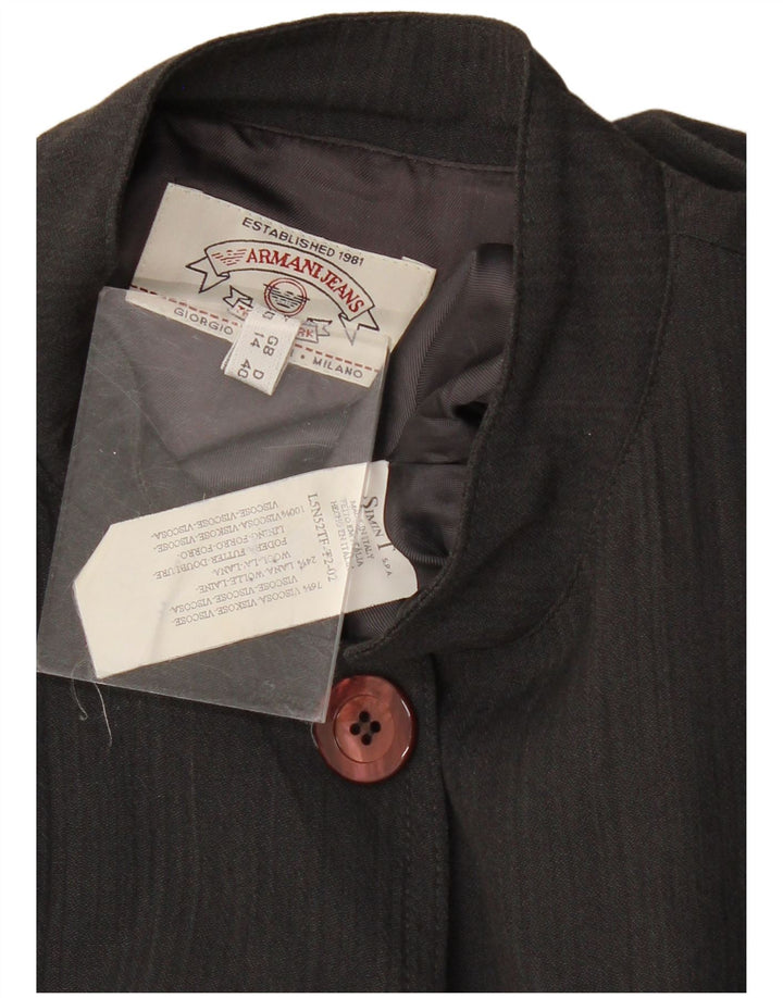 ARMANI JEANS Sacou blazer pentru femei cu 5 nasturi UK 14, mare, negru, viscoza