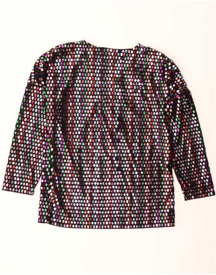VINTAGE Womens 3/4 Sleeve Blouse Top UK 14 Medium Black Acetate Vintage Vintage and Second-Hand Vintage from Messina Hembry 