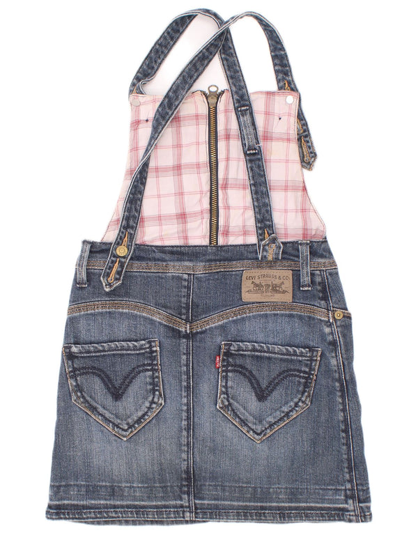 Fusta Denim Salopeta Fete Levi's 7-8 Ani W22 Bumbac Albastru