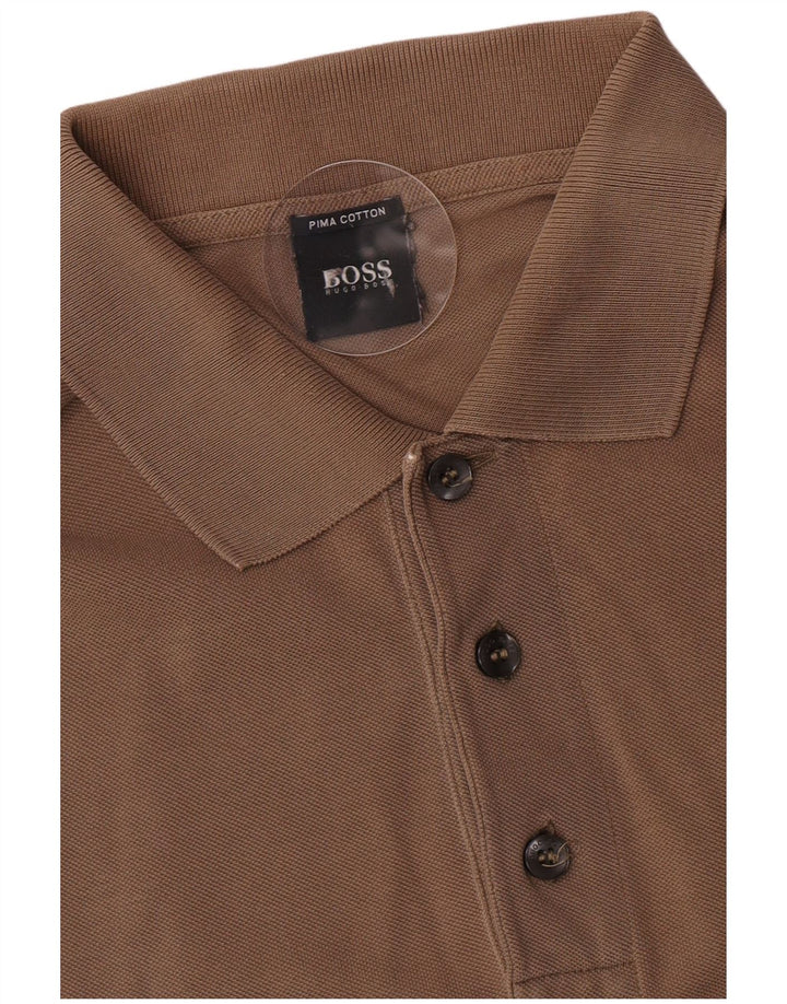 Tricou polo pentru bărbați Hugo Boss, bumbac maro mic