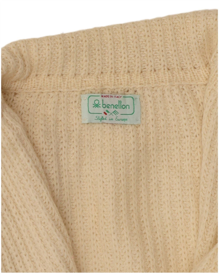 Pulover cardigan crop BENETTON pentru femei IT 46 Lână albă mare