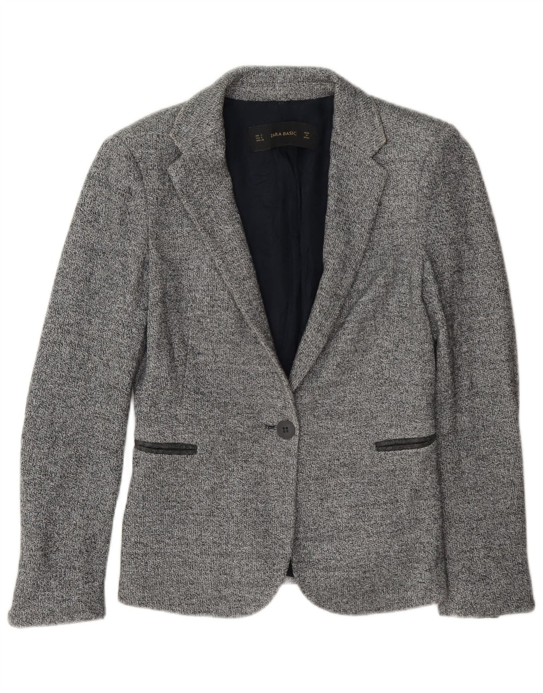 Sacou blazer pentru femei Zara, cu 1 nasture, UK 10, mic, gri cu pete
