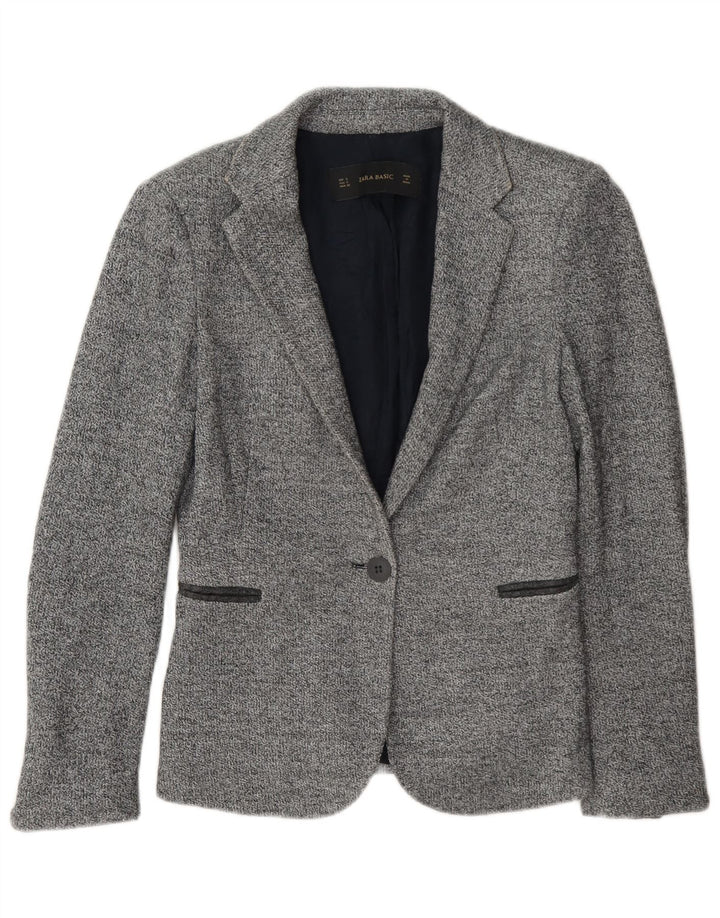 Sacou blazer pentru femei Zara, cu 1 nasture, UK 10, mic, gri cu pete