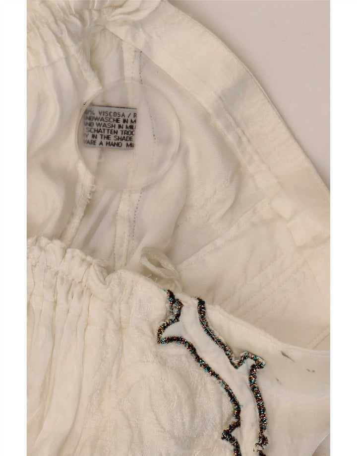 Fusta evazată pentru femei Vintage W27 Viscoză Florală Albă Mic