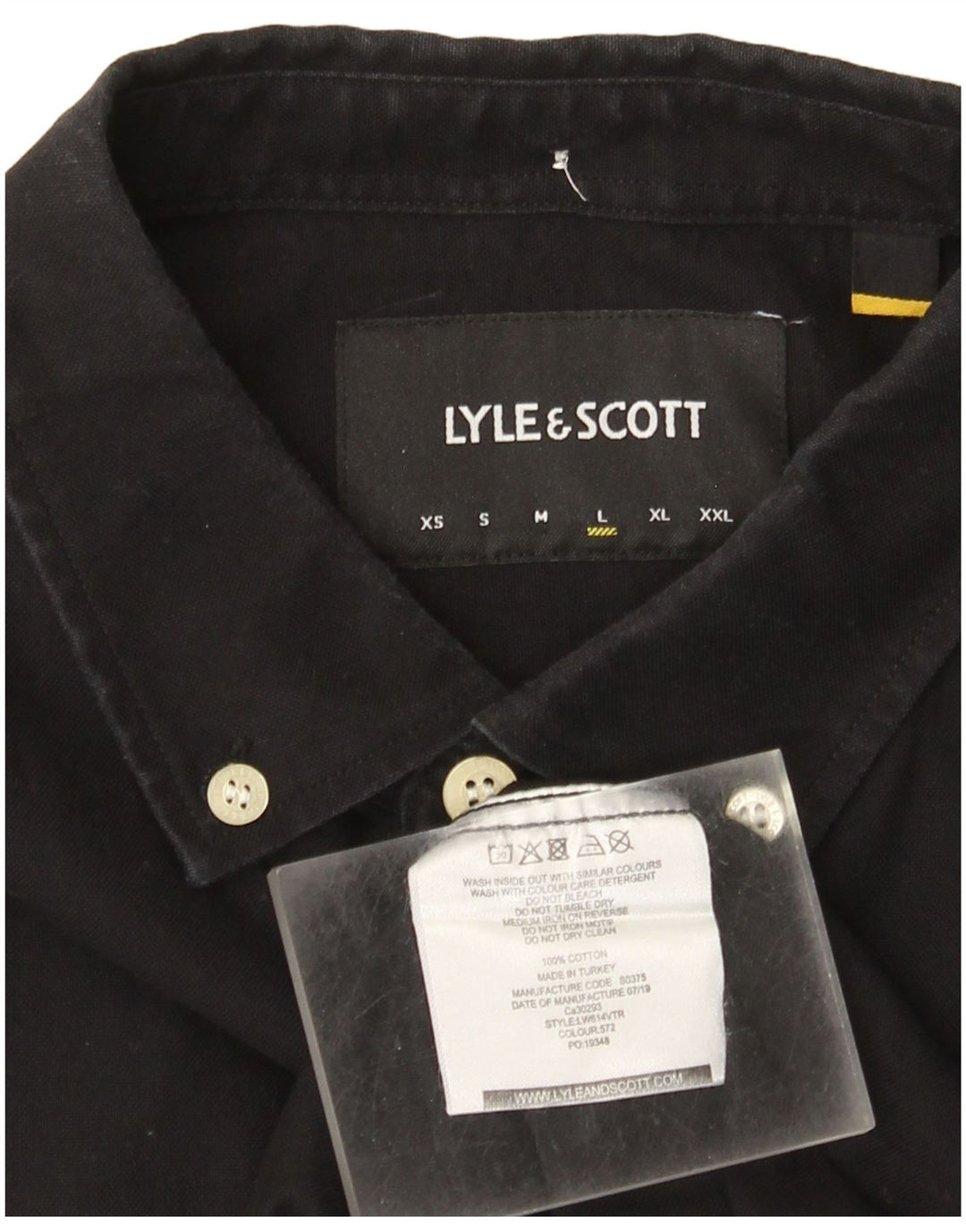 Cămașă pentru bărbați Lyle & Scott, bumbac negru mare