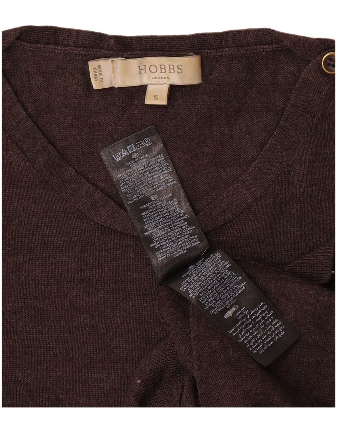 HOBBS Pulover pentru damă cu gât barcă UK 10 Lână maro mică