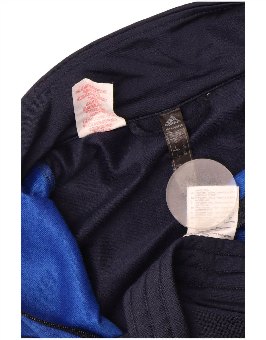 Jachetă de trening pentru băieți ADIDAS 14-15 ani, albastru bleumarin, color block