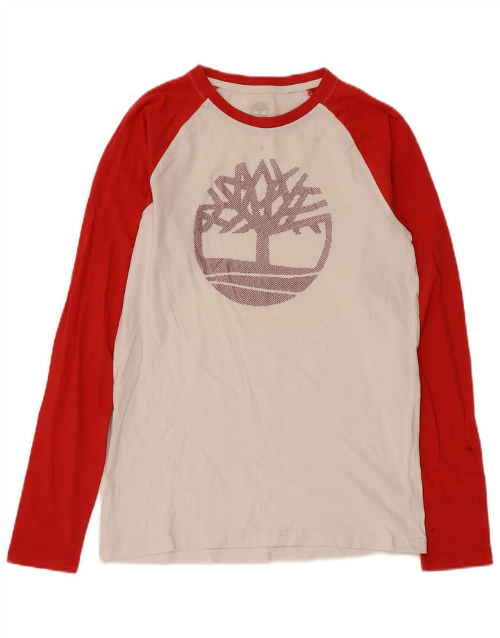 Timberland Top grafic pentru femei cu mânecă lungă UK 10 Small White Colorblock