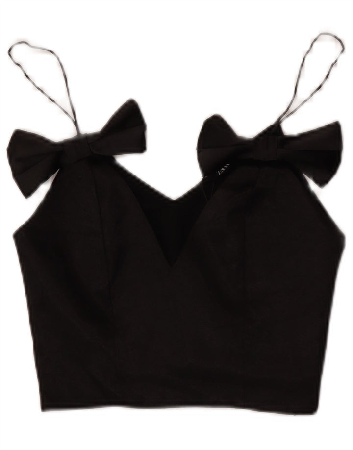 Top Crop pentru femei Zara UK 4 XS Poliester negru