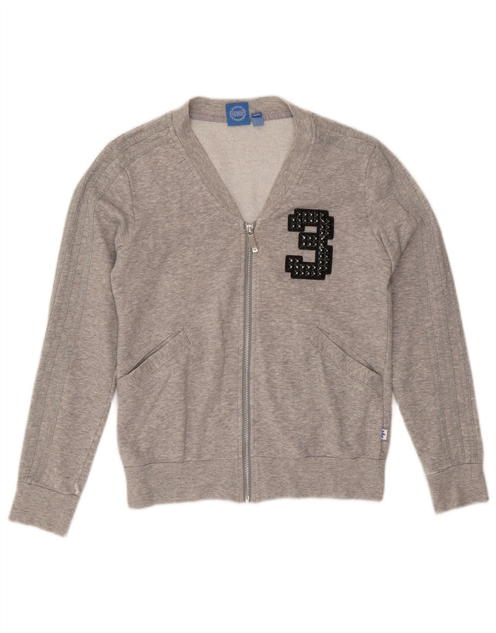 Jachetă de top pentru trening cu grafică Adidas pentru femei UK 8, bumbac cu pete gri mici