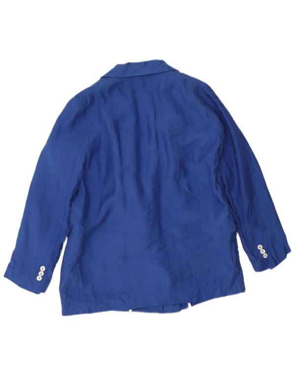 Zara Womens Double Breasted Oversized Blazer Jacket UK 6 XS Blue Lyocell