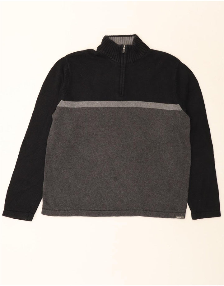 Pulover pentru bărbați Eddie Bauer, cu fermoar, cu gât, bumbac mare, negru, bloc de culoare