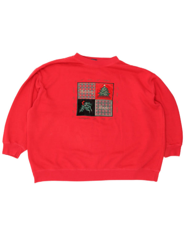 Pulover supradimensionat cu grafic pentru femei Honors UK 22/24 2XL Roșu