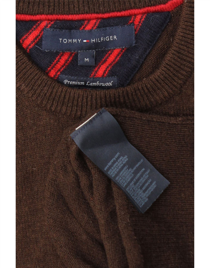 Pulover Tommy Hilfiger pentru bărbați, cu gât crew, lână de miel, maro mediu