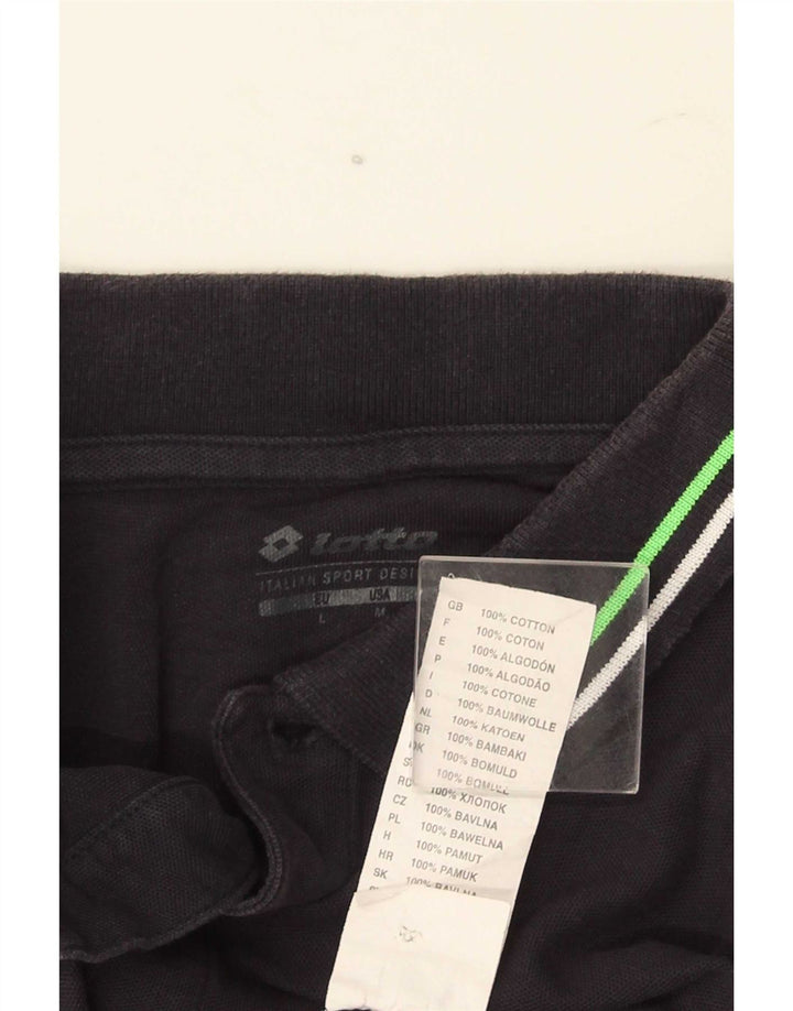 Tricou polo pentru bărbați Lotto, bumbac cu dungi negre medii