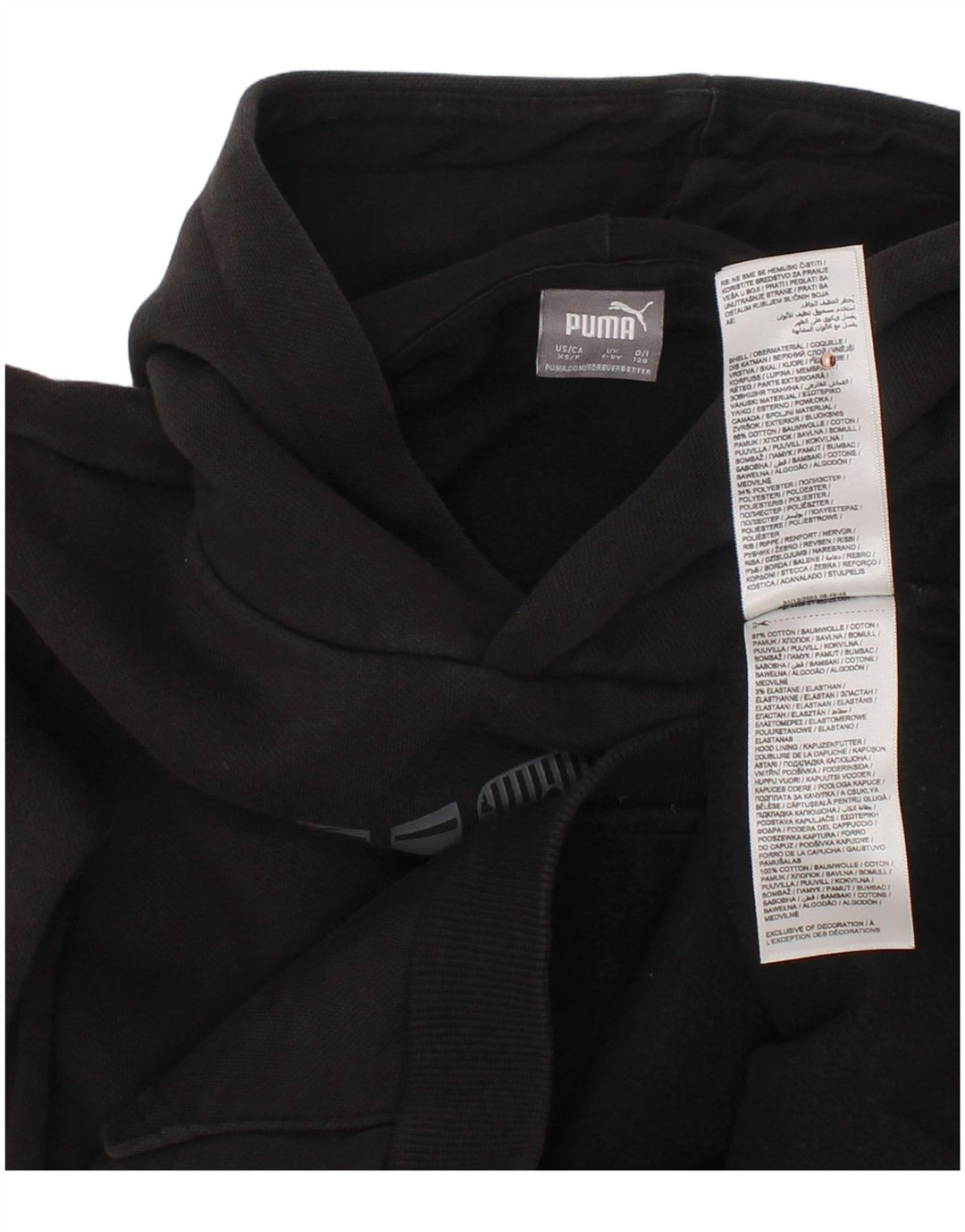 Pulover cu glugă grafic PUMA pentru băieți, 7-8 ani, bumbac negru