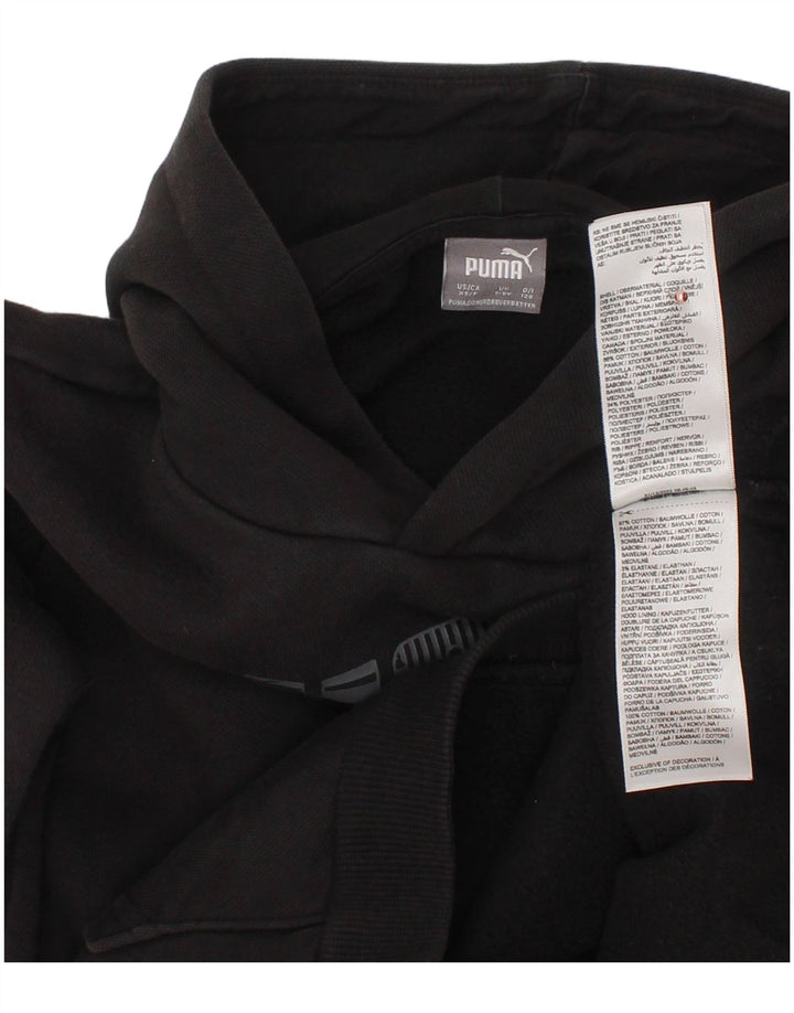 Pulover cu glugă grafic PUMA pentru băieți, 7-8 ani, bumbac negru