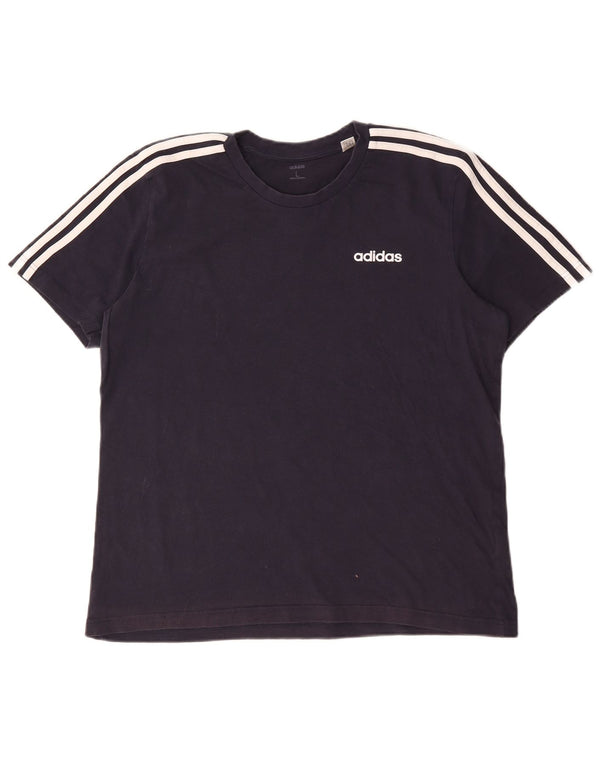 Adidas Mens T-Shirt Top Large Navy Blue Cotton