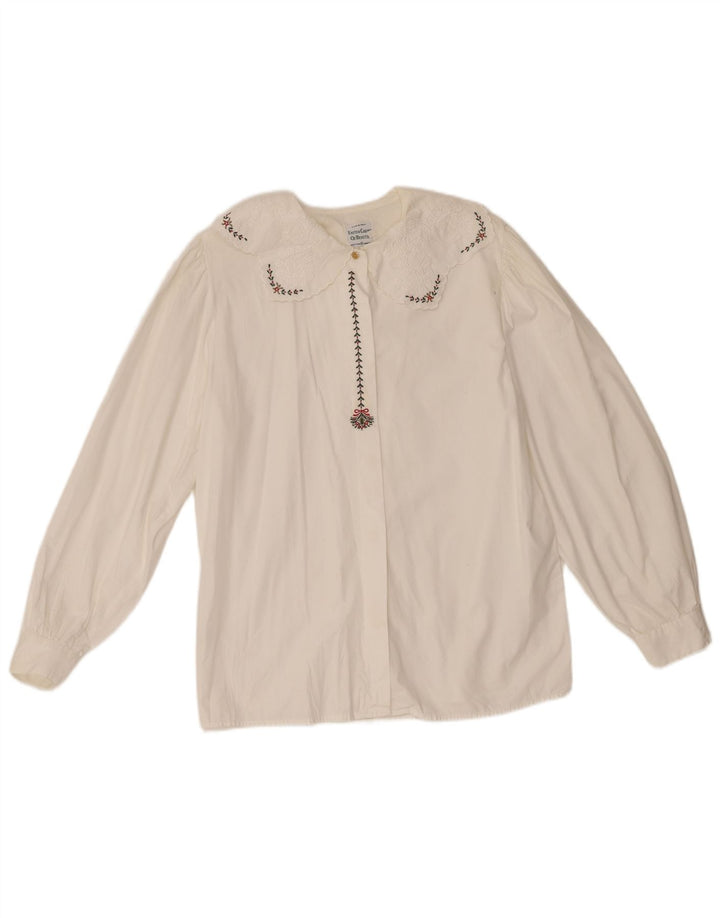 Bluză cămașă pentru femei Benetton IT 44 Bumbac alb cadru mediu