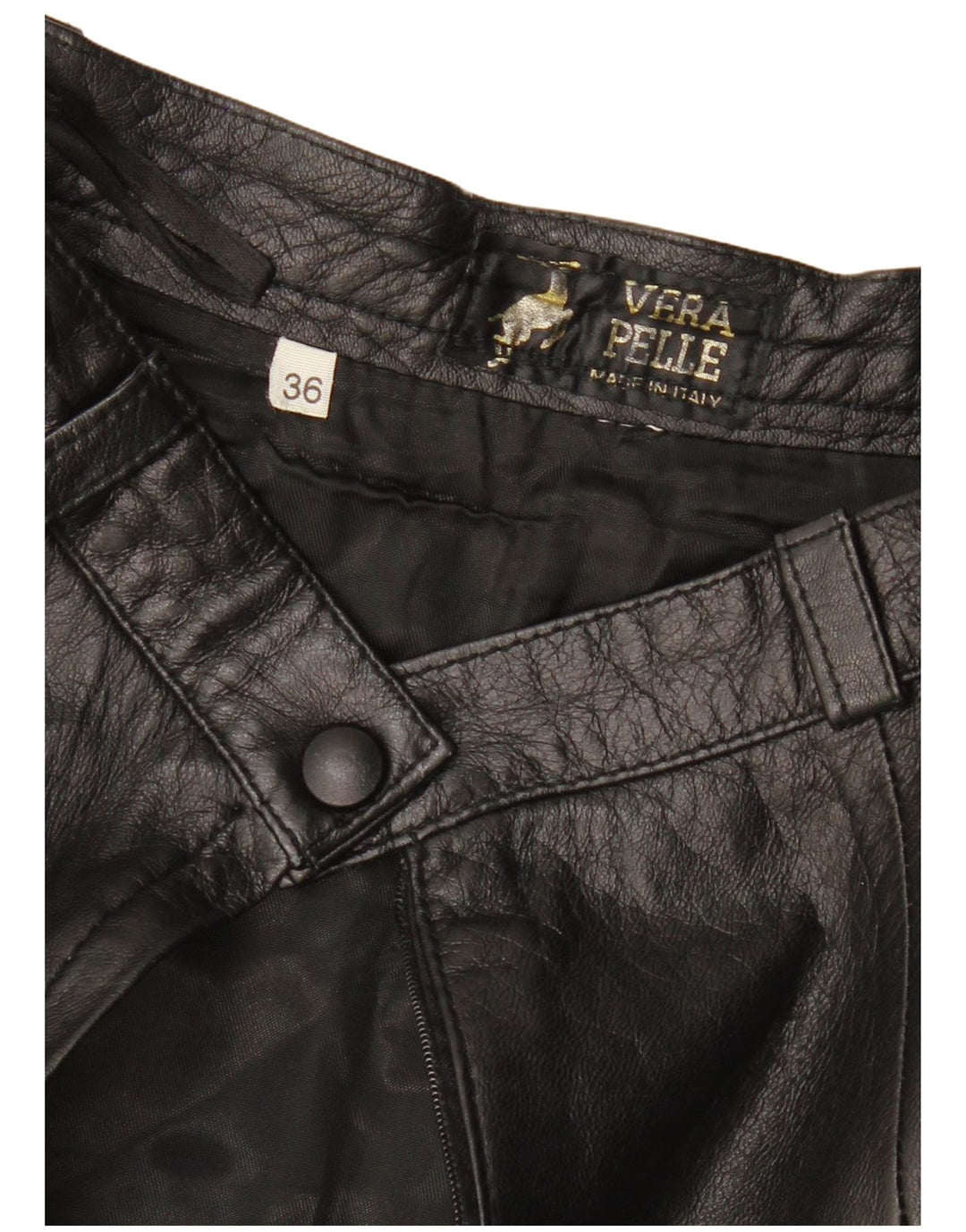 Fusta din piele pentru femei VINTAGE EU 36 Small W26 Piele neagră