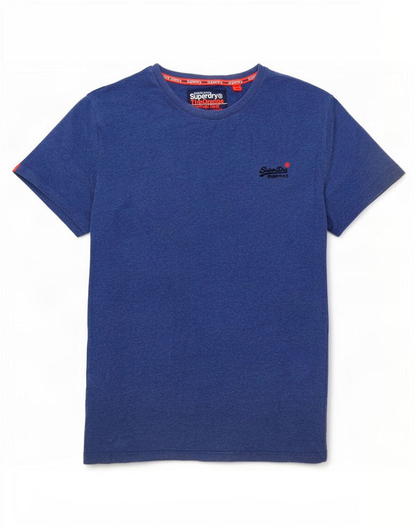 Superdry Mens T-Shirt Top Small Blue Flecked Cotton