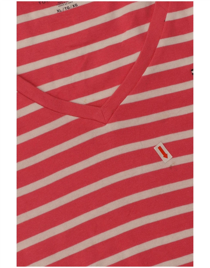 TOMMY HILFIGER Tricou pentru femei Top UK 18 XL Bumbac cu dungi roz