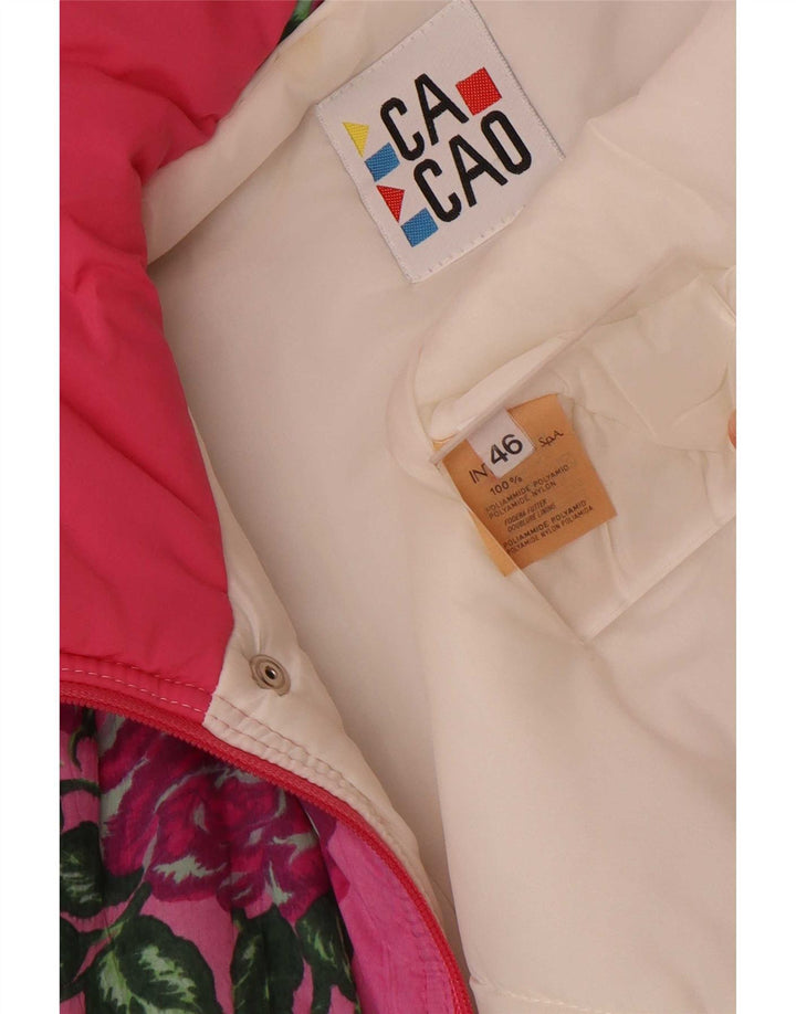 Jachetă căptușită pentru femei Cacao IT 46 mare, roz, florală, din poliamidă, retro