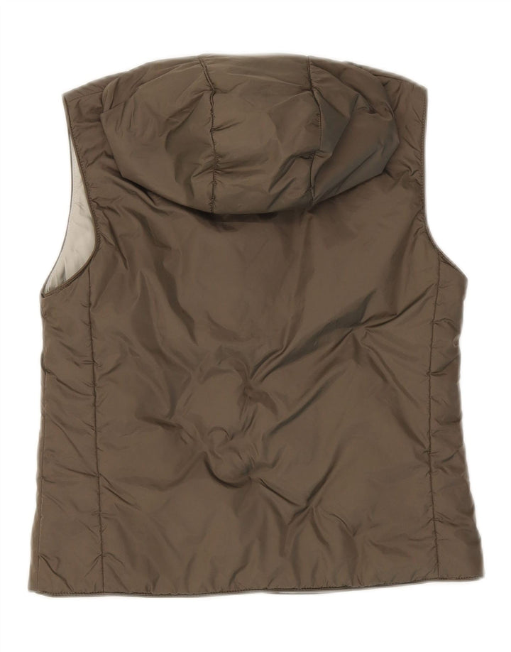 VINTAGE Womens Hooded Reversible Padded Gilet IT 42 Medium Grey Nylon Vintage Vintage and Second-Hand Vintage from Messina Hembry 