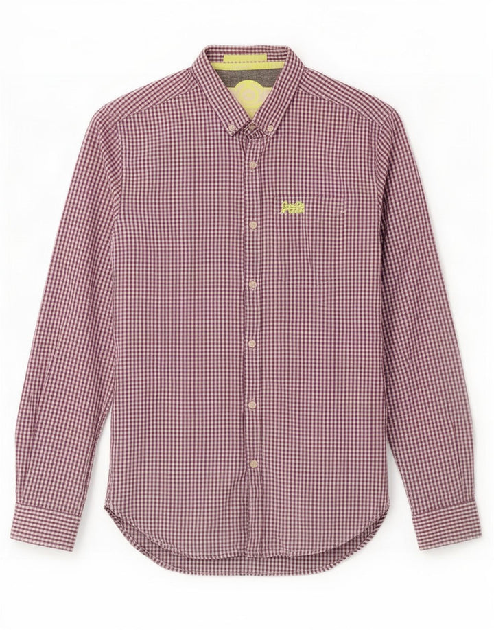 Cămașă pentru bărbați Superdry Bumbac Vichy violet mic